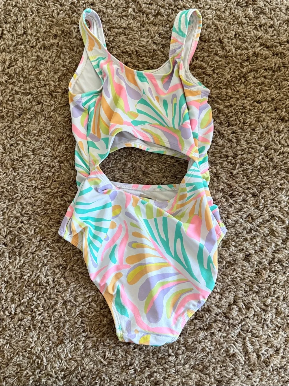 Old Navy Girls' Pastel Rainbow Cutout One-Piece Swimsuit